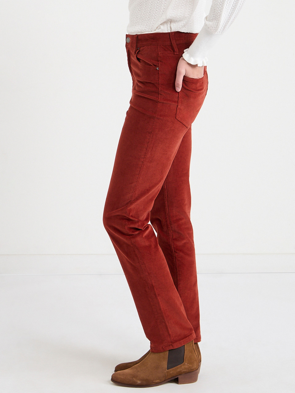 Slim Straight Leg Corduroy Pant Rust