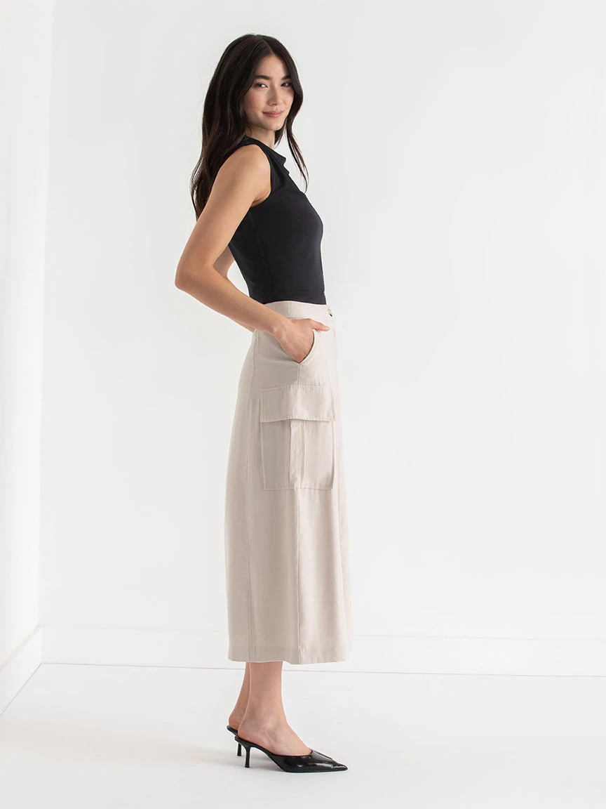 Midi Cargo Skirt in Oatmeal
