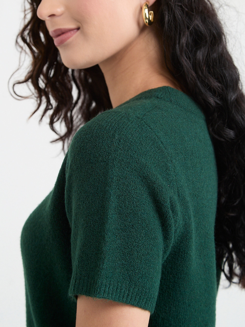 Short Sleeve Crew Neck Cloud  Sweater Pine Grove
