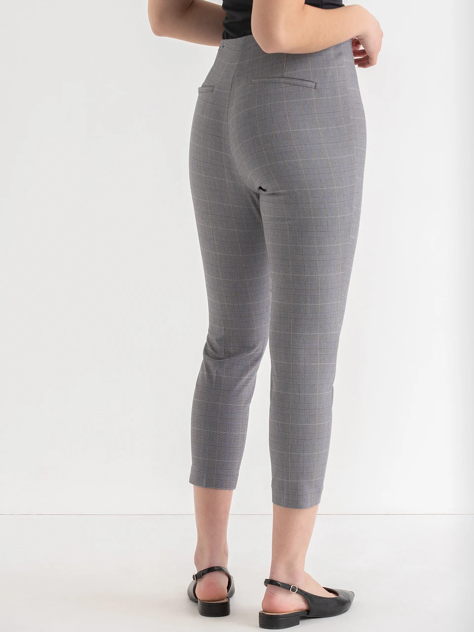 Audrey Skinny Crop Pant in Microtwill in Oatmeal Stripe