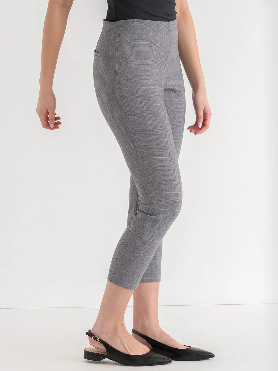 Audrey Skinny Crop Pant in Microtwill in Oatmeal Stripe