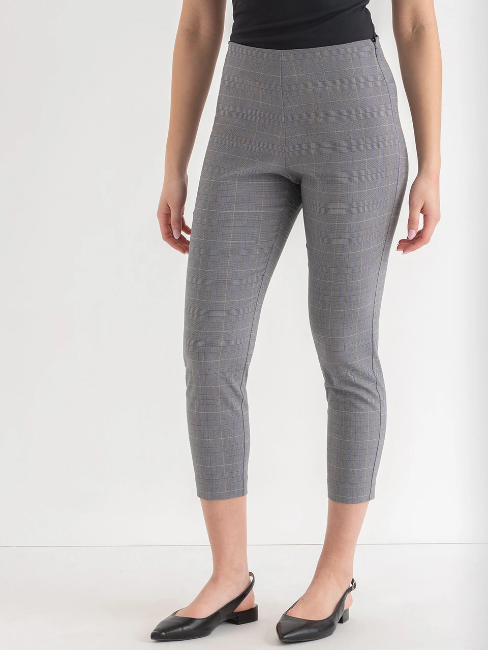 Audrey Skinny Crop Pant in Microtwill in Oatmeal Stripe