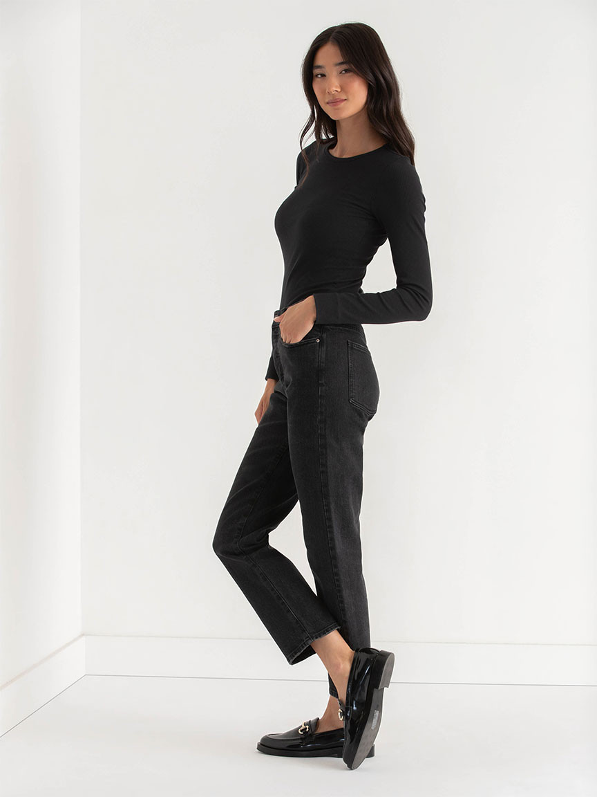 Sloane Straight Ankle Jeans in Washed Black
