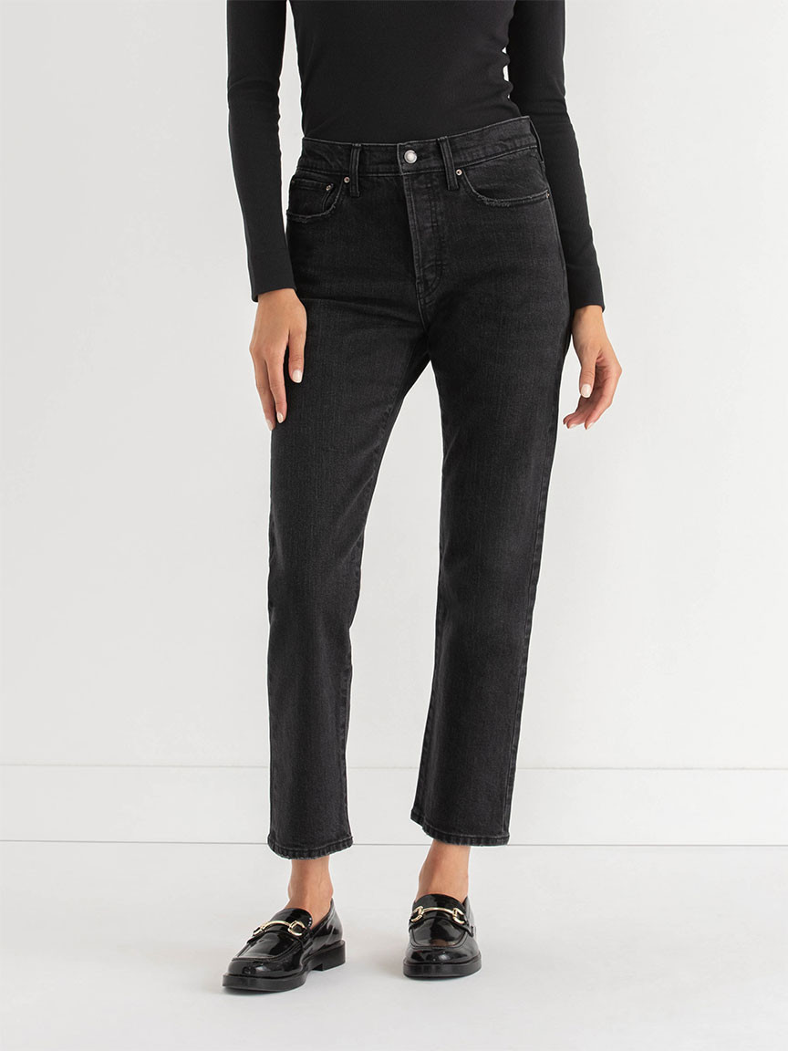 Sloane Straight Ankle Jeans in Washed Black