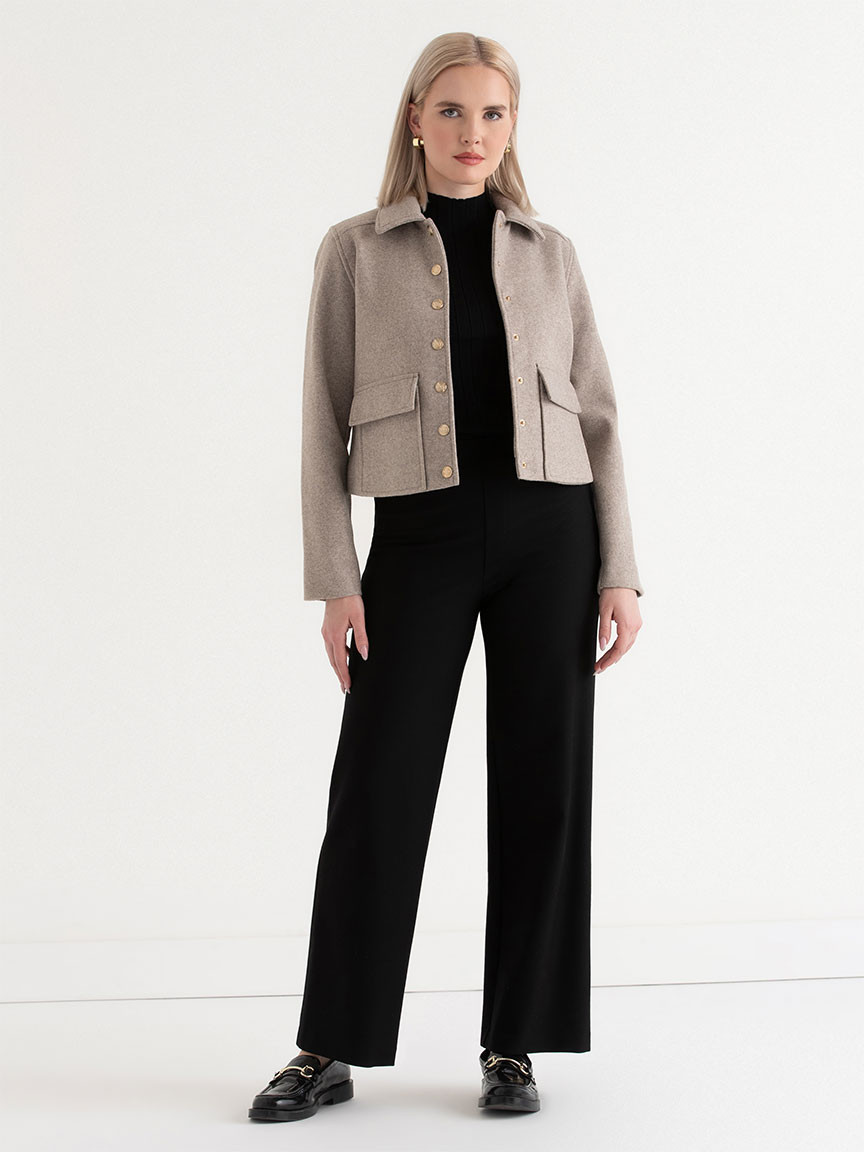 Cropped Felt Jacket in Oatmeal