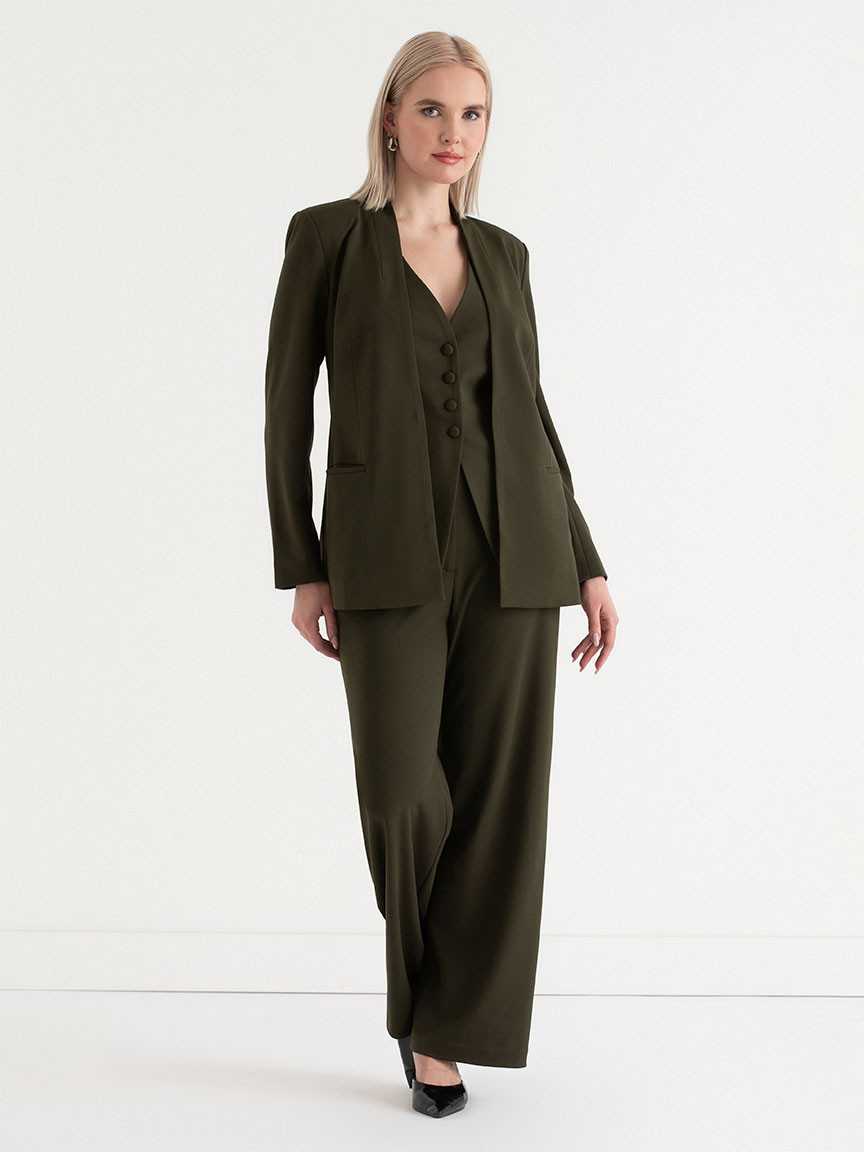 Brighton Lapelless Blazer in Forest Night