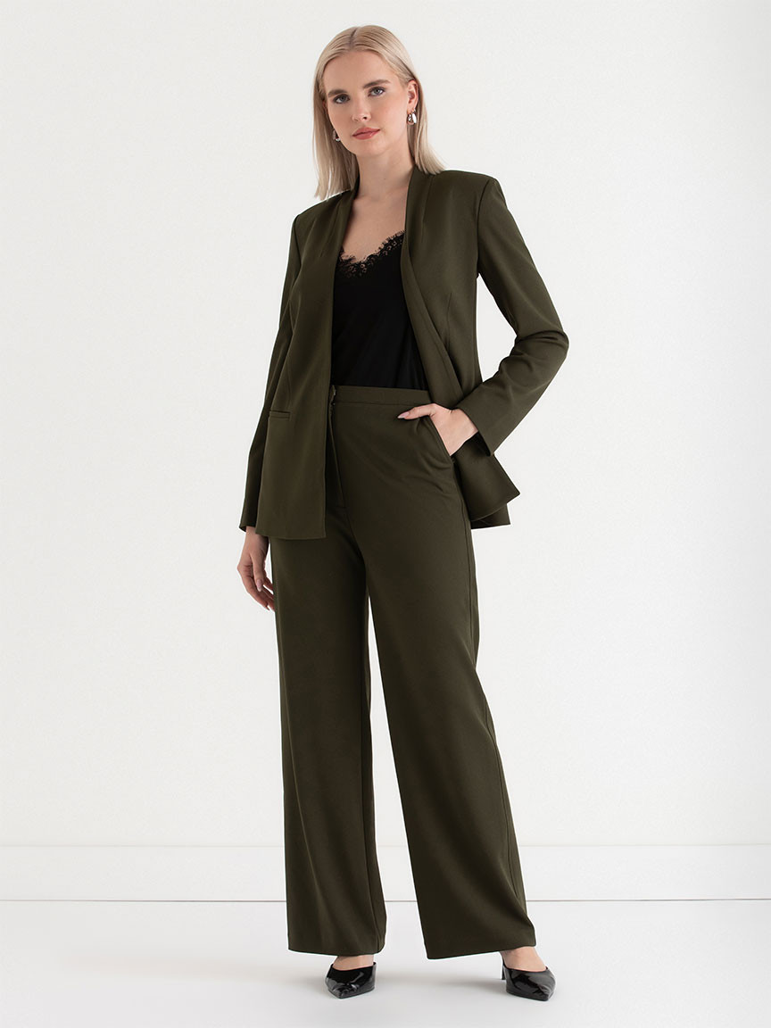 Brighton Lapelless Blazer in Forest Night