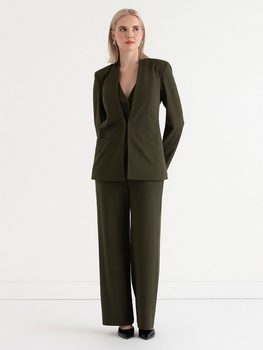 Brighton Lapelless Blazer in Forest Night