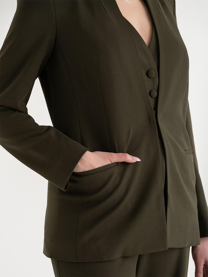 Brighton Lapelless Blazer in Forest Night