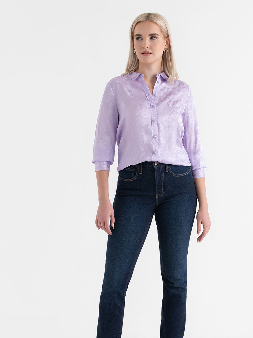 Long Sleeved Viscose Blouse in Pastel Lilac