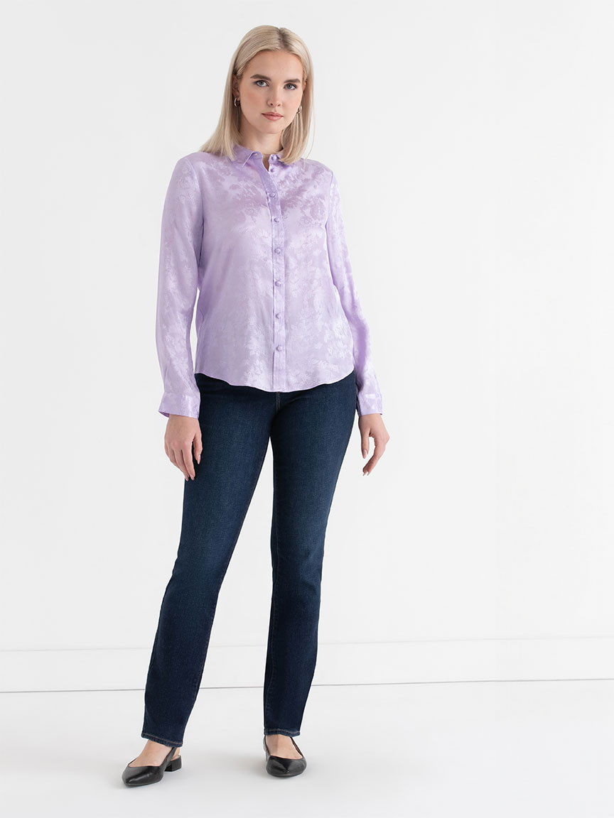 Long Sleeved Viscose Blouse in Pastel Lilac