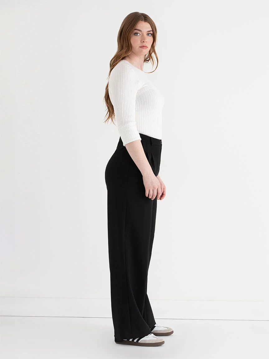 Crew Neck Rib Sweater in Blanc de Blanc