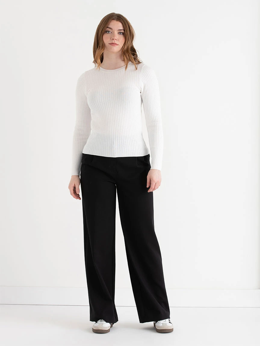 Crew Neck Rib Sweater in Blanc de Blanc