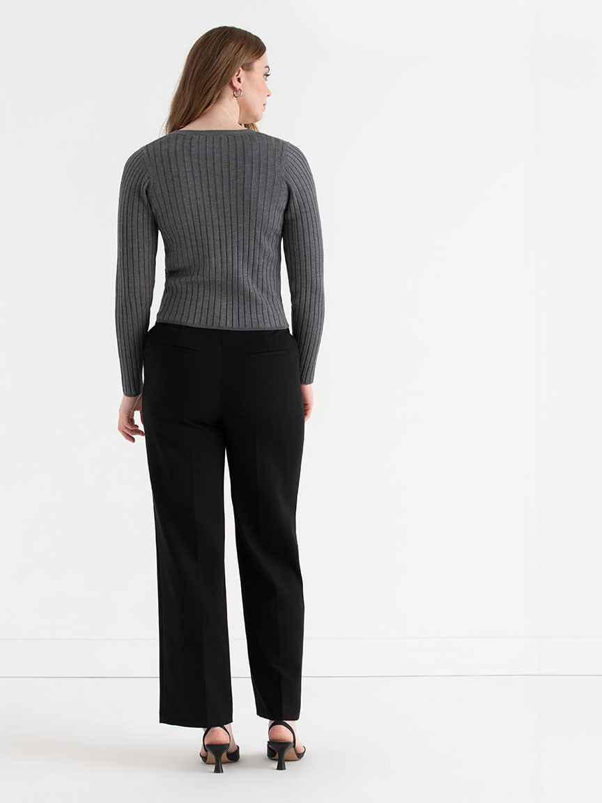 V-Neck Rib Cardigan in Heather Grey in Medium Heather Grey