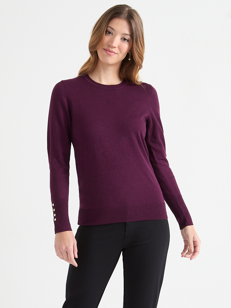 Crew Neck Rivet Detail Sweater