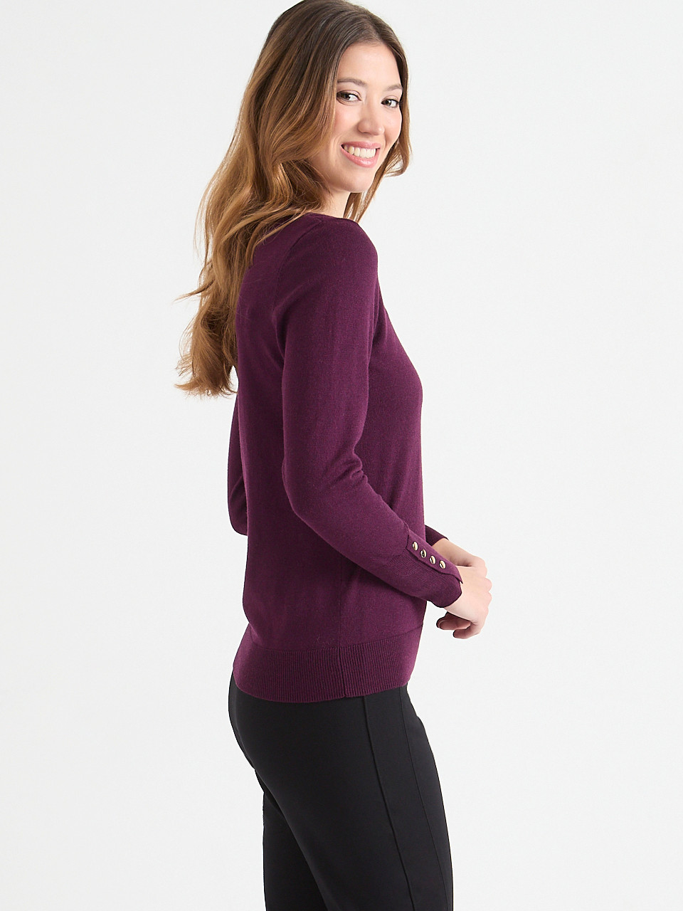 Crew Neck Rivet Detail Sweater