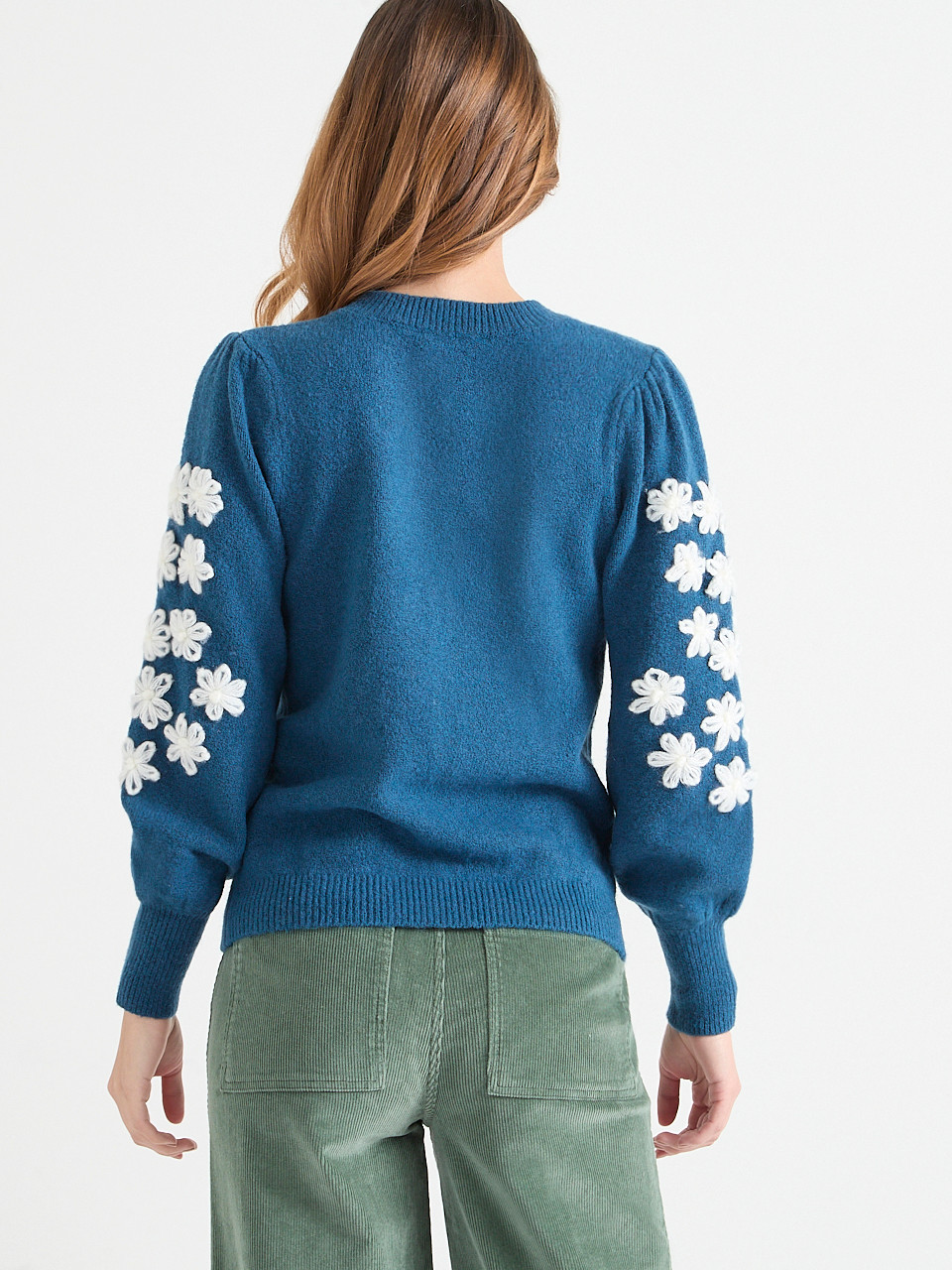 Crewneck Sweater with Sleeve Applique