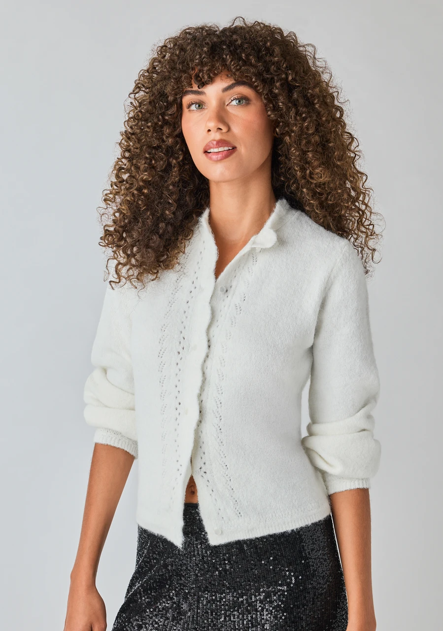 Crochet Detail Sweater Cardigan