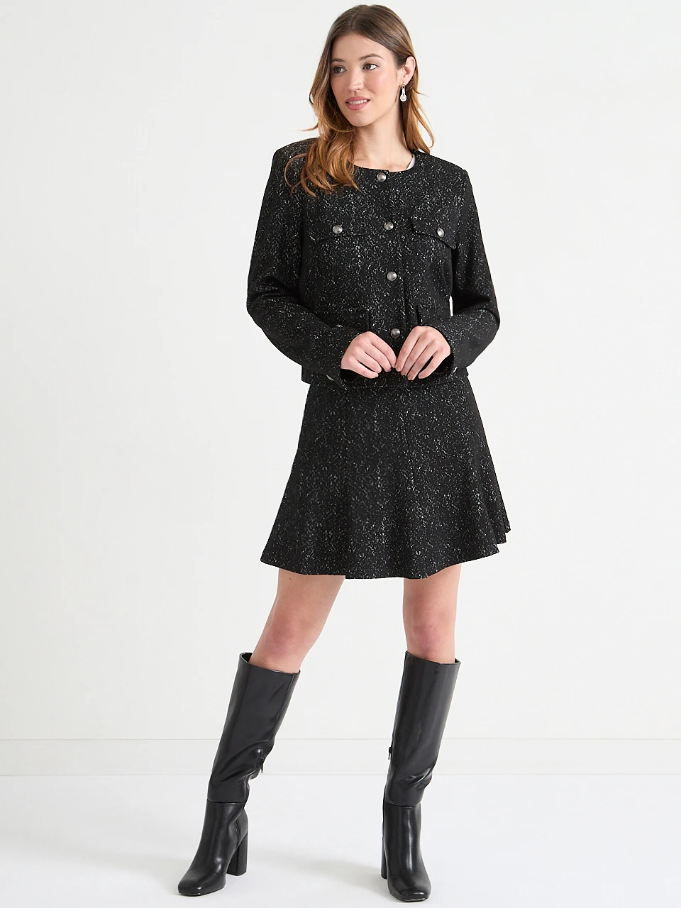 Flared Textured Mini Skirt