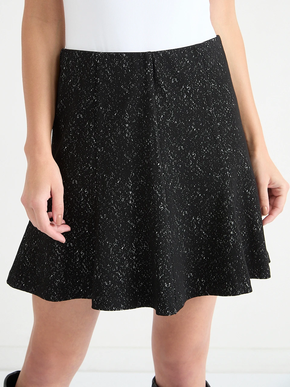 Flared Textured Mini Skirt