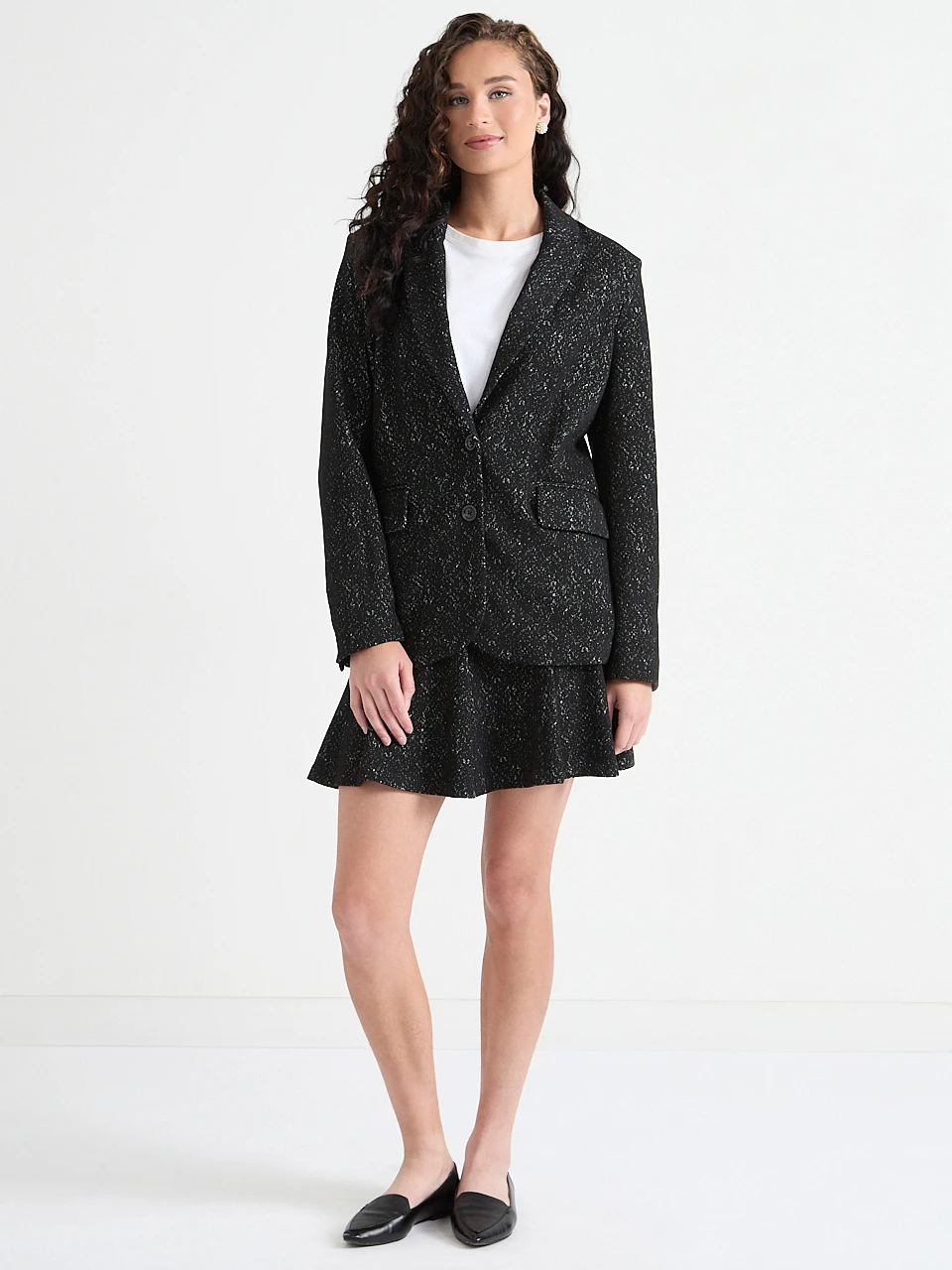 Flared Textured Mini Skirt