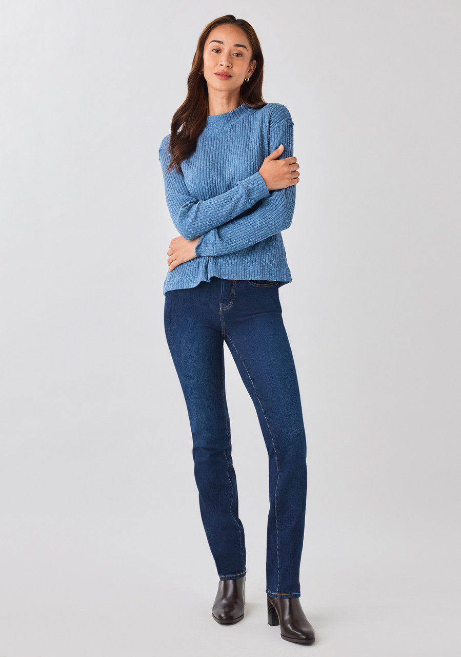 Long Sleeve Ribbed Funnel Neck Top