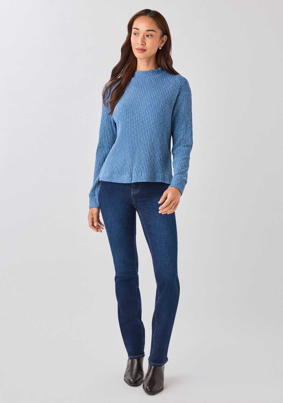 Long Sleeve Ribbed Funnel Neck Top
