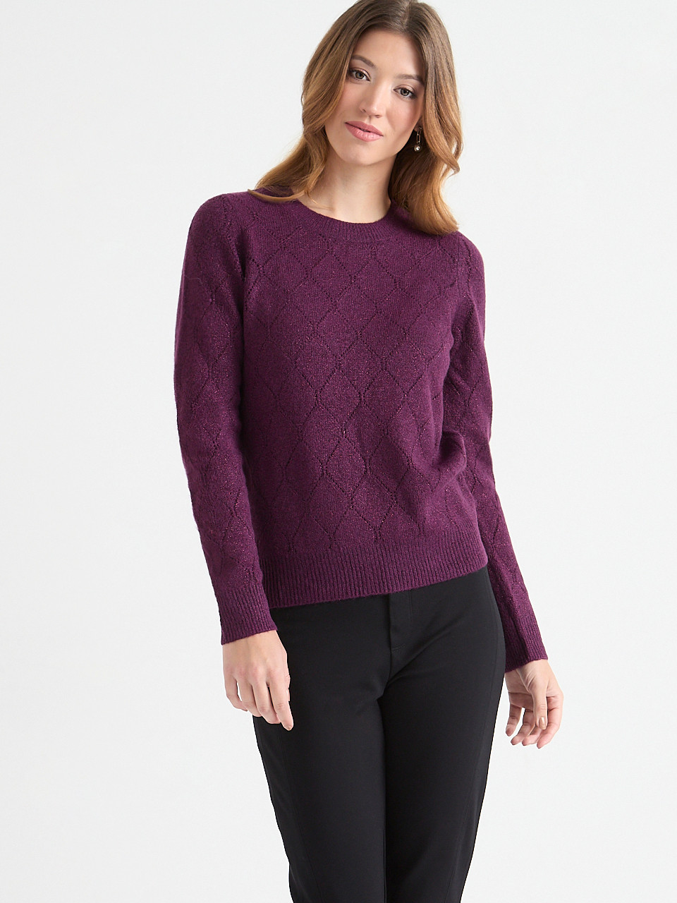 Pointelle Shimmer Knit Sweater