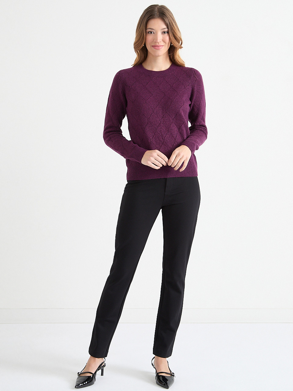 Pointelle Shimmer Knit Sweater