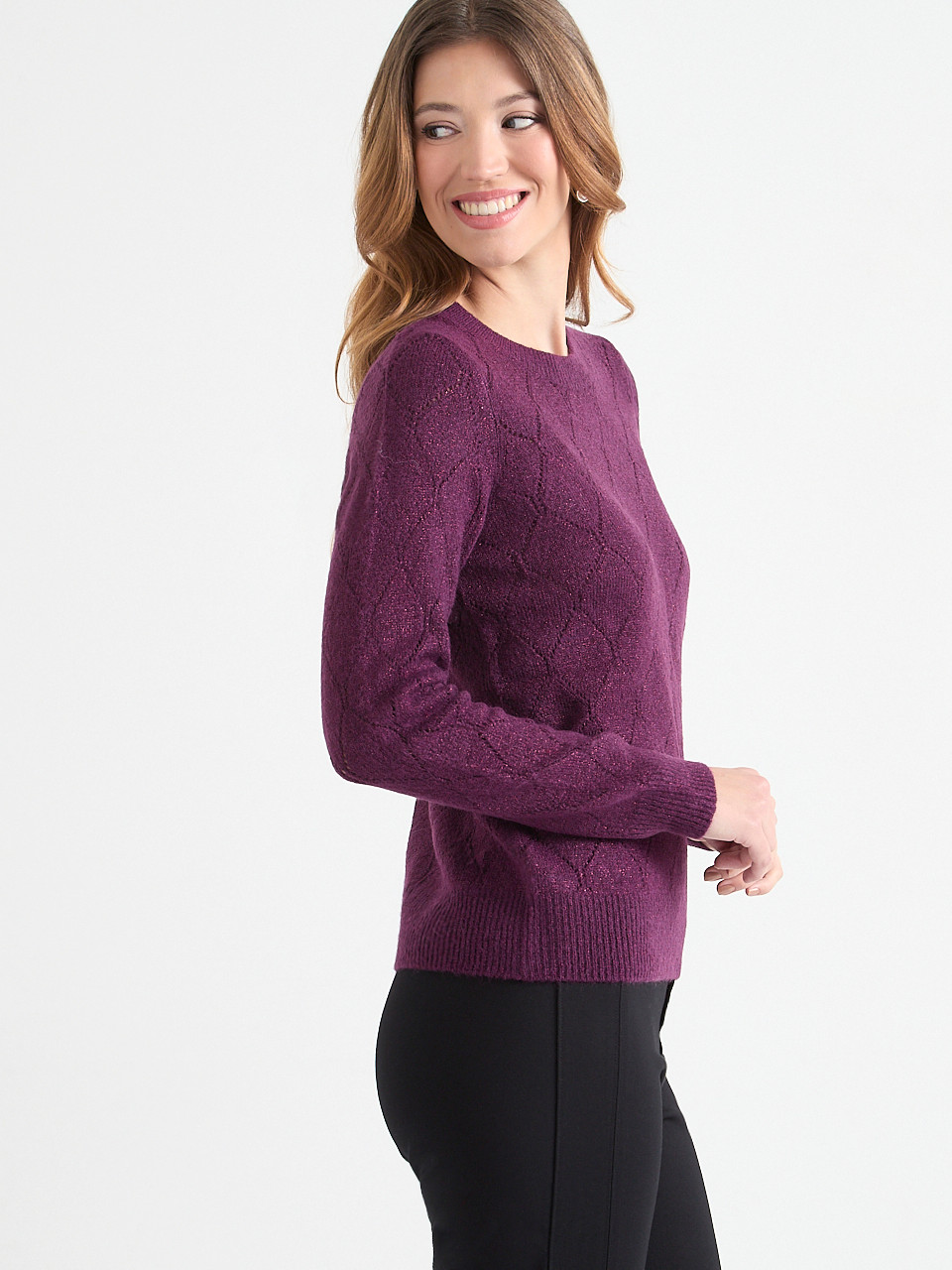 Pointelle Shimmer Knit Sweater