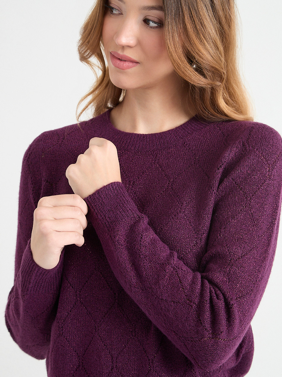Pointelle Shimmer Knit Sweater