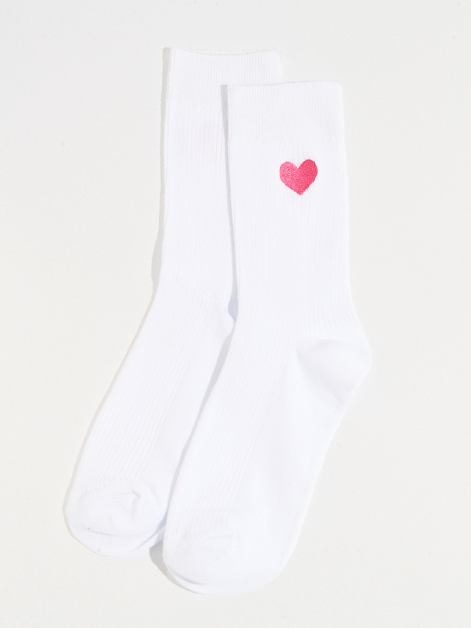 Embroidered Ribbed High Crew Socks