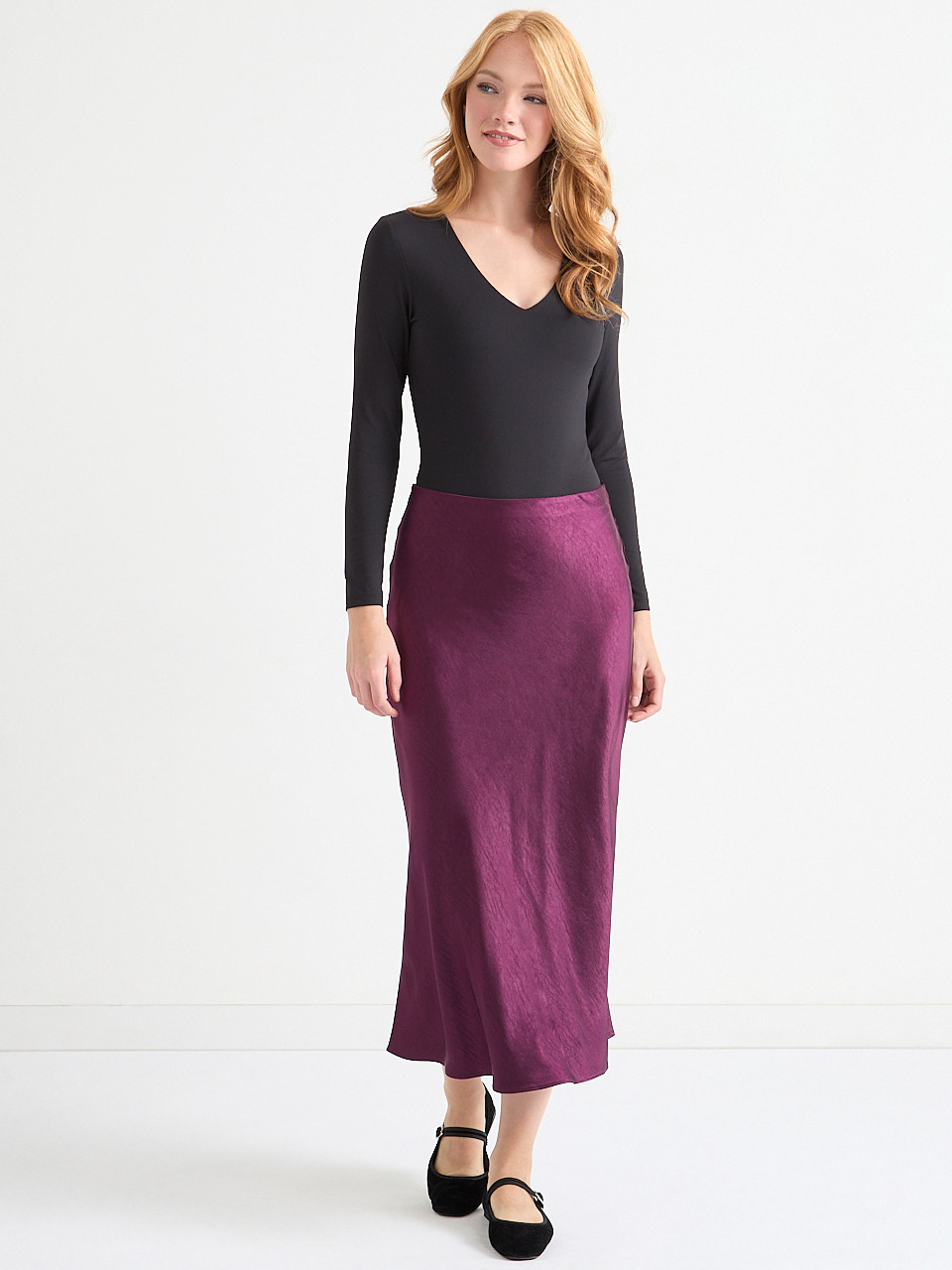 Satin Midi-Skirt