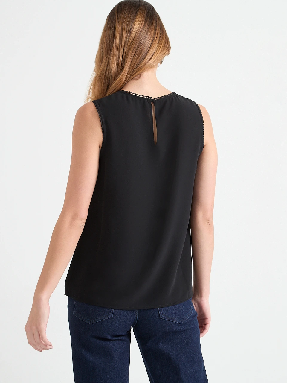 Lace Yoke Sleeveless Blouse