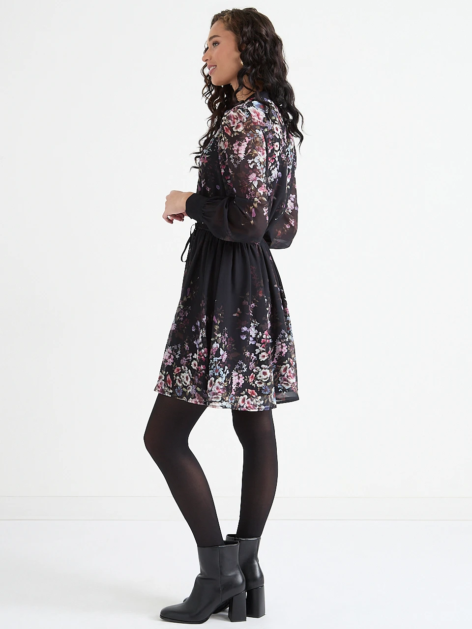 Button Front Mini Skater Dress