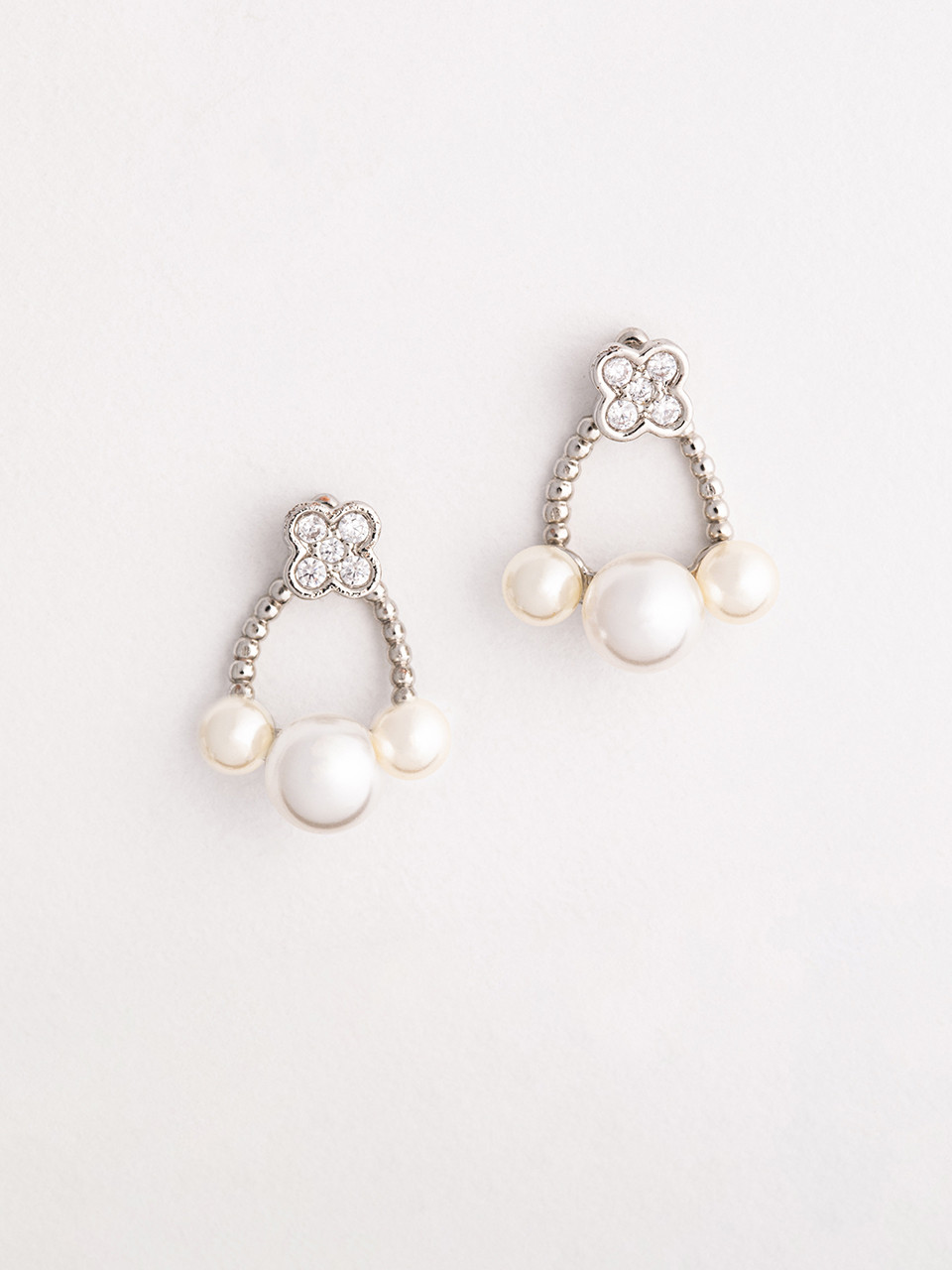 Delicate Pearl & Rhinestone Cluster Earrings