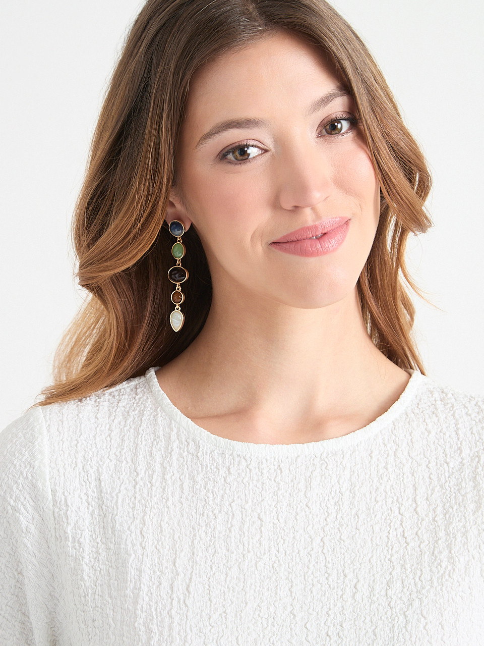 Multi-Colour Stone Dangle Earrings