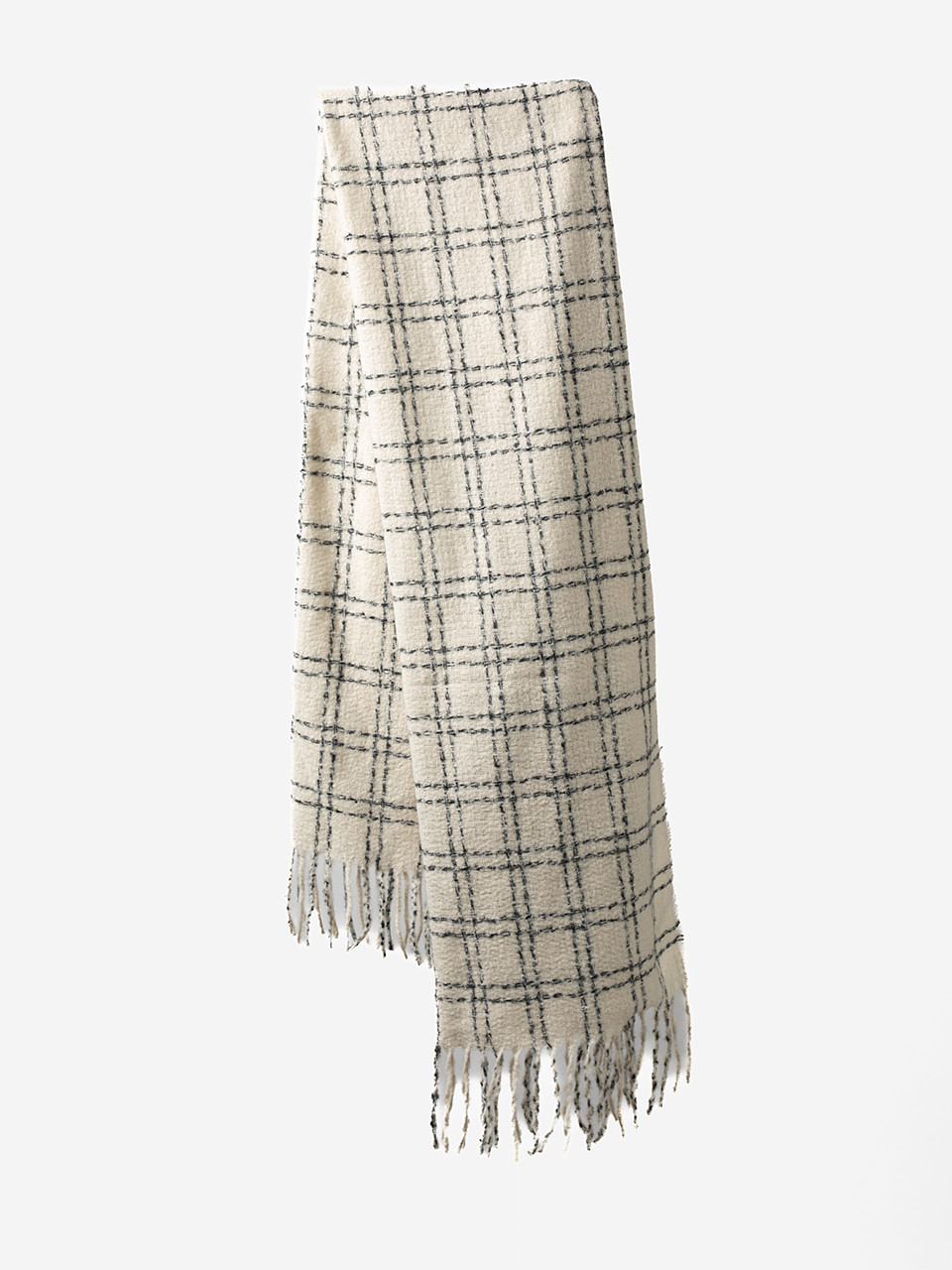 Plaid Scarf with Fringe