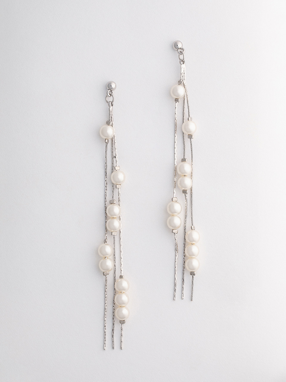 Silver & Pearl Tassel Earrings