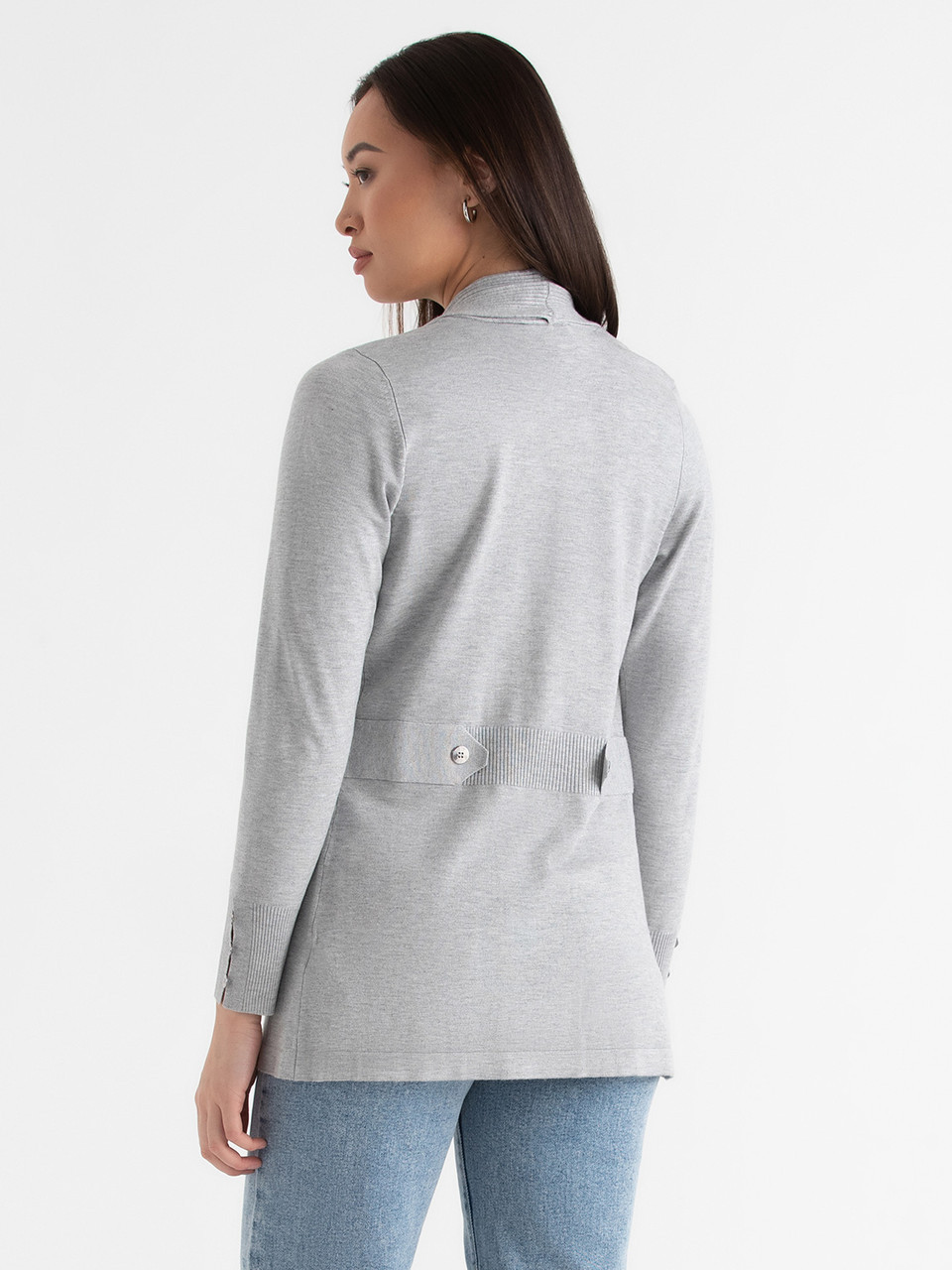 Cardigan with Side Tab Buttons Light Heather Grey