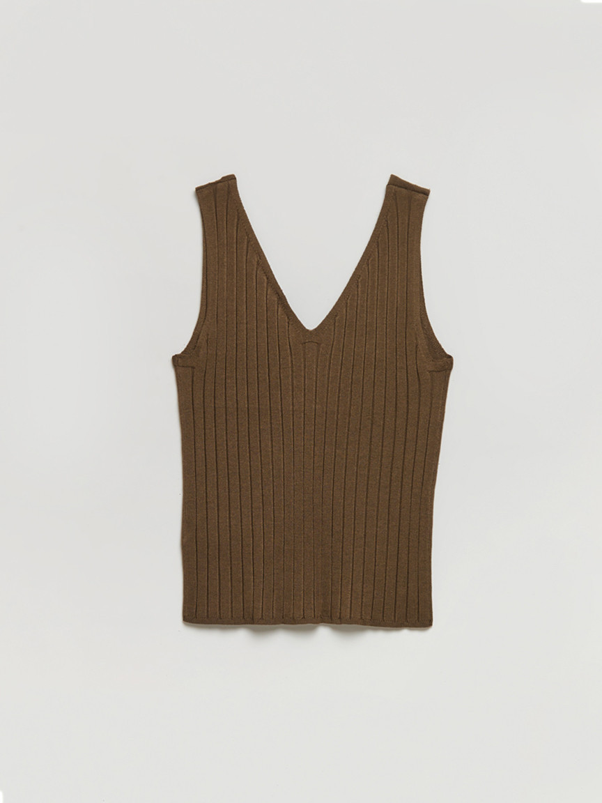 Ribbed V-Neck Tank Top Blanc de