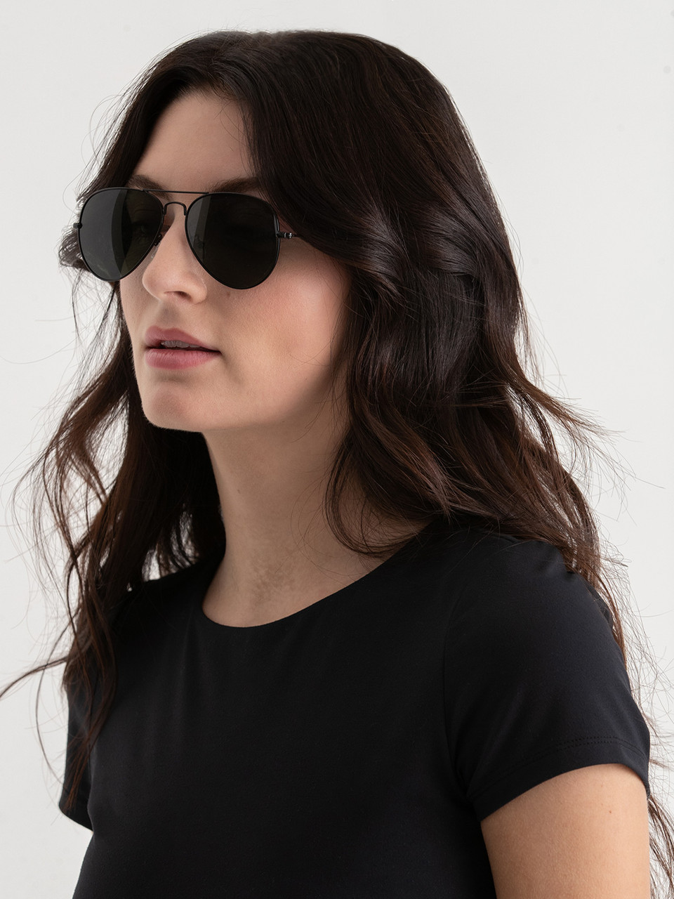 Aviator Frame Sunglasses with Case with Green Lens