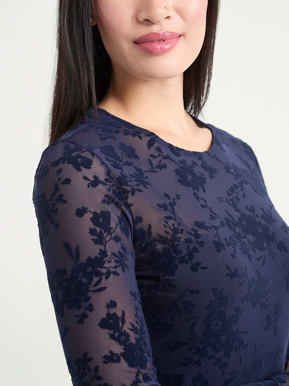 Long Sleeve Burnout Knit Bodysuit