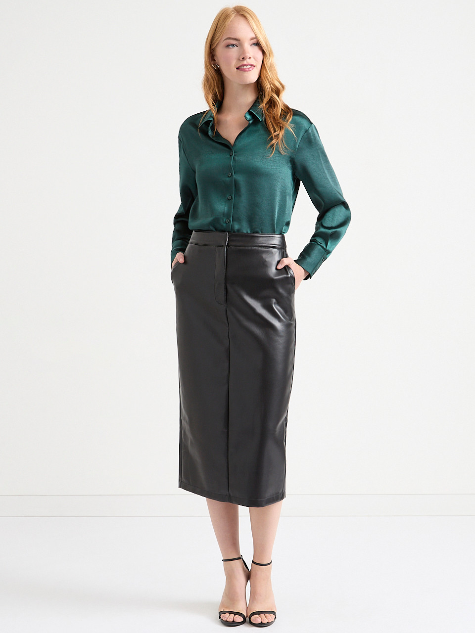 Long Sleeve Satin Blouse