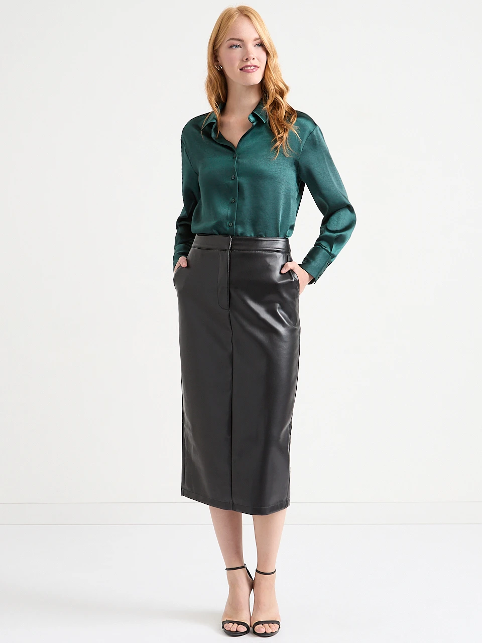 Long Sleeve Satin Blouse