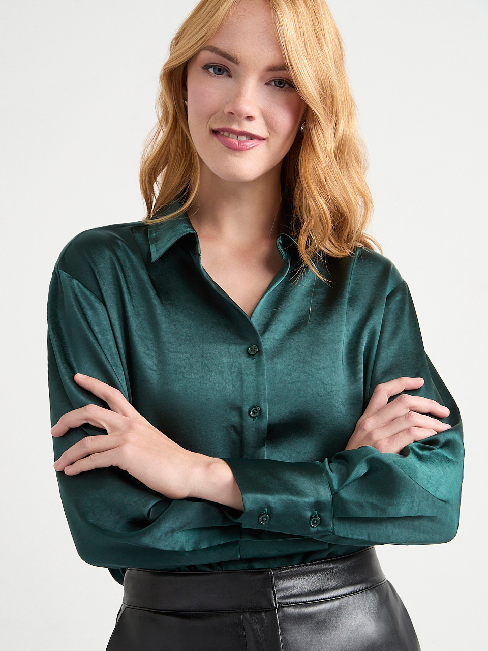 Long Sleeve Satin Blouse