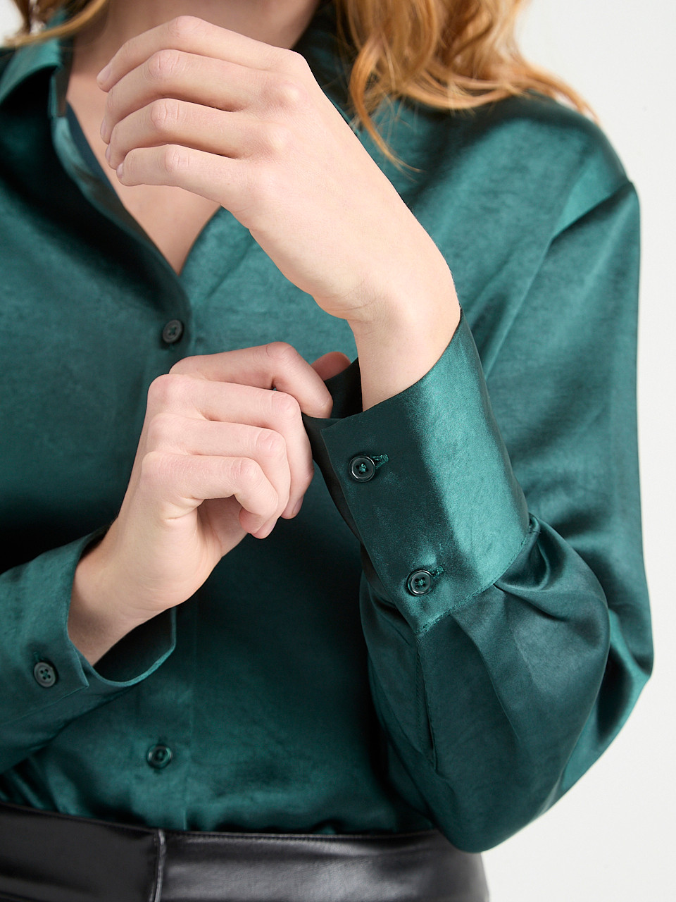 Long Sleeve Satin Blouse