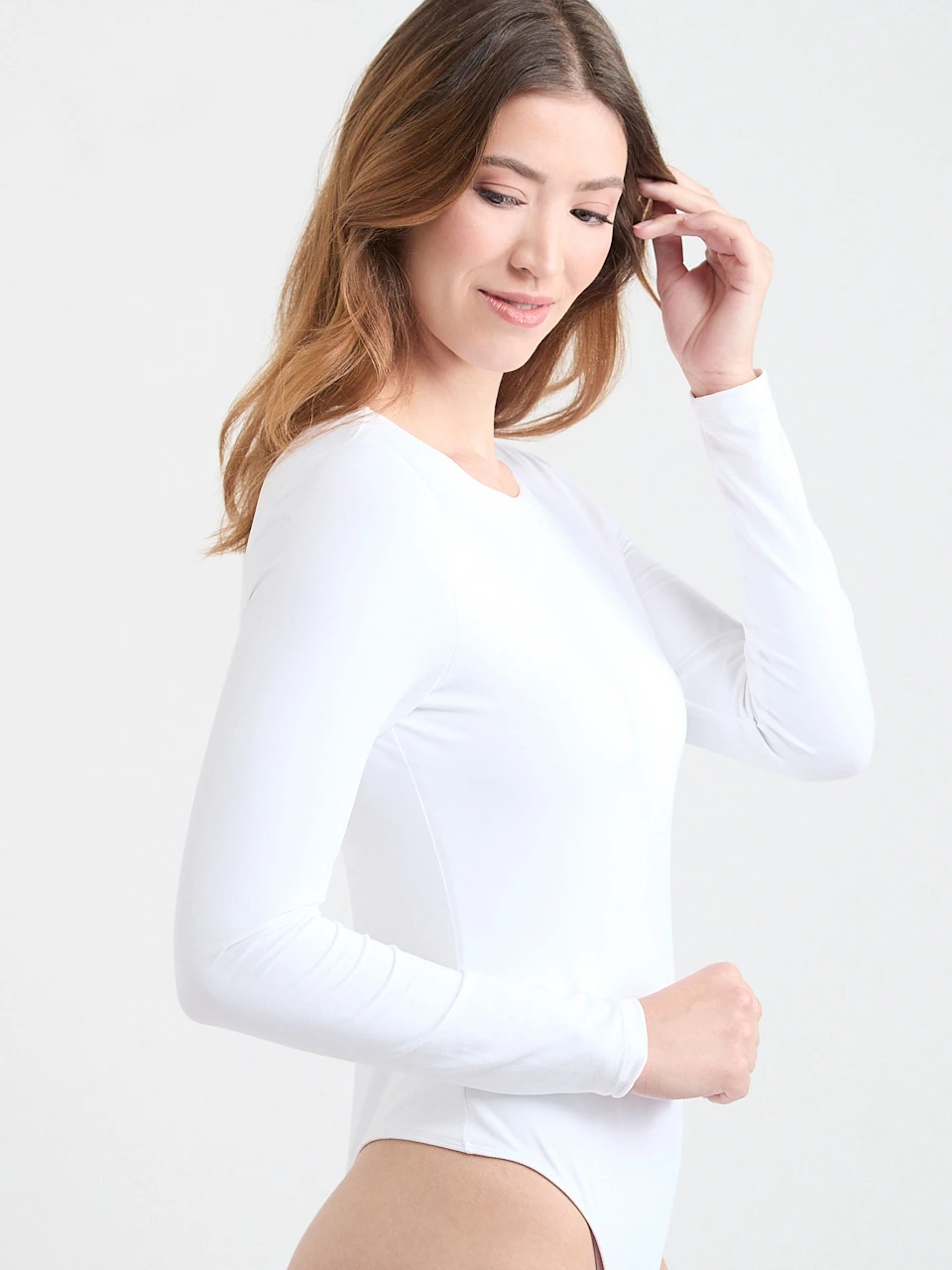 Essential Long-Sleeve Bodysuit in Mauve Shadows