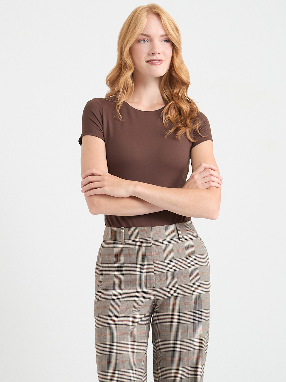 Short Sleeve Crewneck Bodysuit Coffee