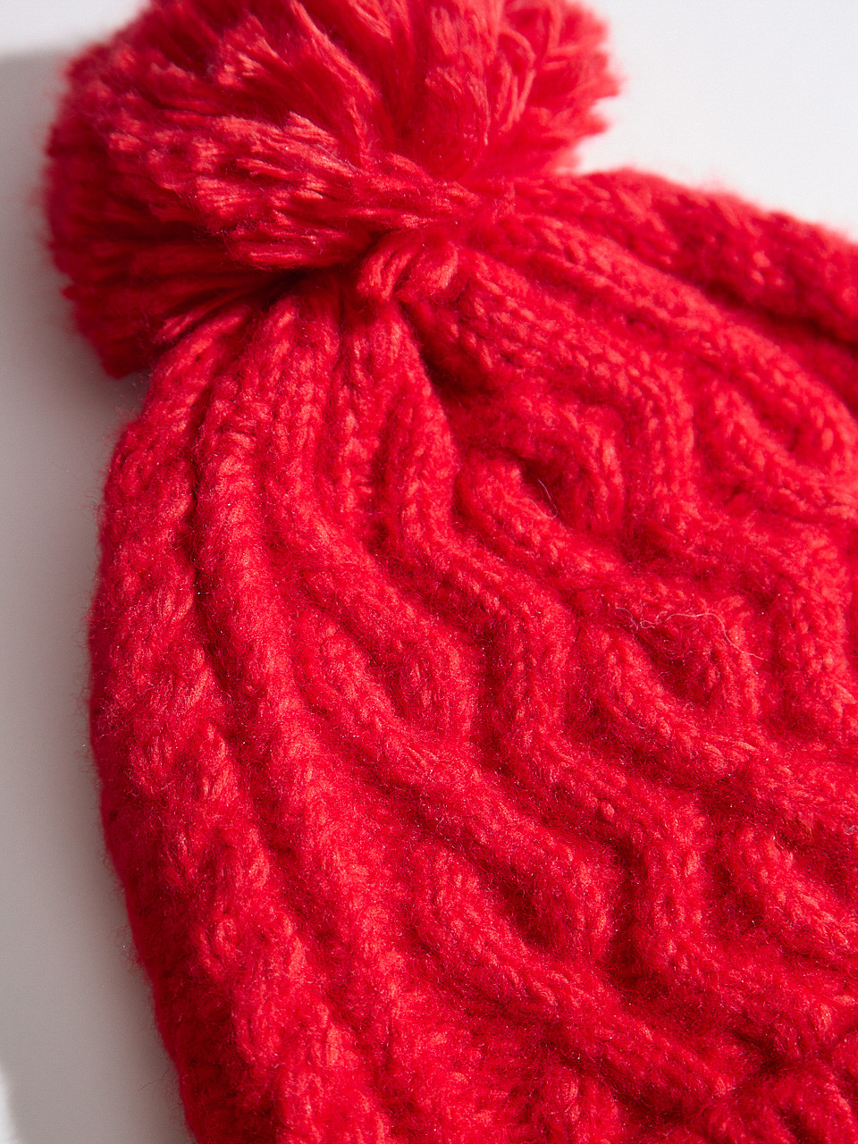 Cable Knit Hat with Pompom